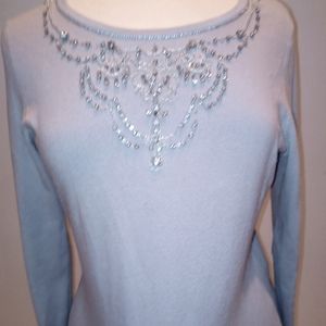 Crystal Encrusted Knit Top, M